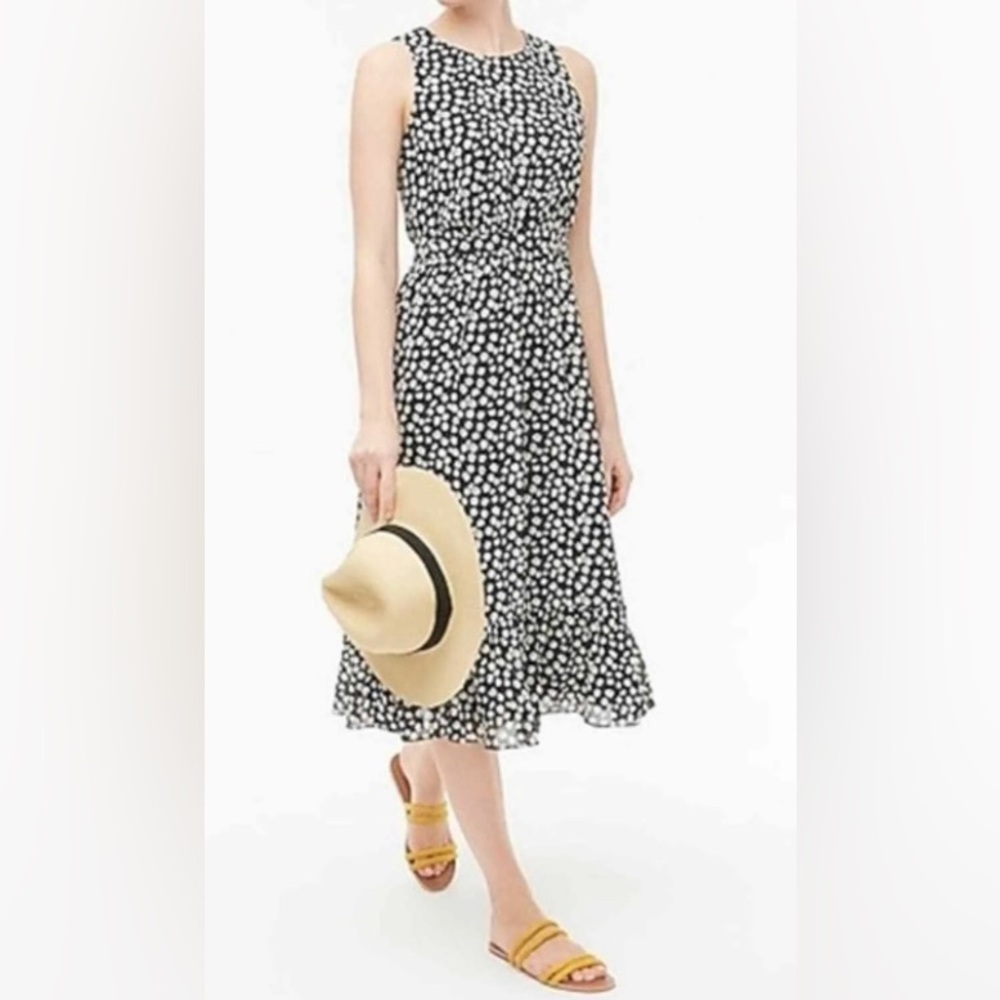 【J Crew】Flower Polka Dot Tiered Dress /size 6